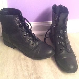 Black leather ankle boots